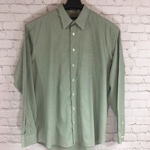 Green & White Checked Eddie Bower XL Shirt longslv